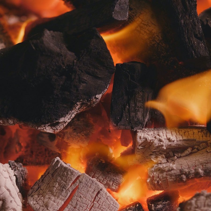Coal burns in the fire